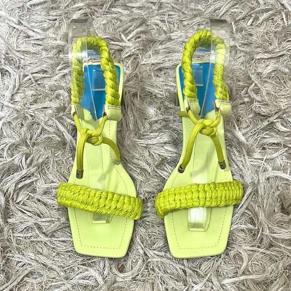NWOB SCHUTZ Blair Leather Braided Square Toe Mid-Heel Sandals Green Fresh Sz 7 - Picture 5 of 11